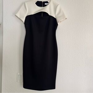 Calvin Klein Black and Cream Dress – Size 8